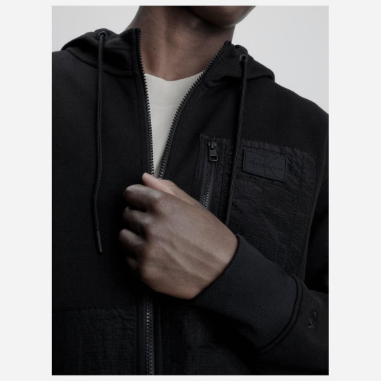 Calvin Klein Ανδρική ζακέτα Mix Media Zip Through Hoodie